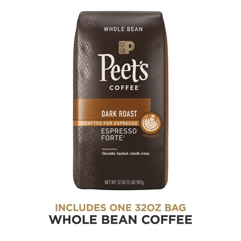 Peet's Coffee قهوة بيتس، قهوة حبوب كاملة محمصة داكنة - إسبريسو فورت 32 أونصة - Image 2